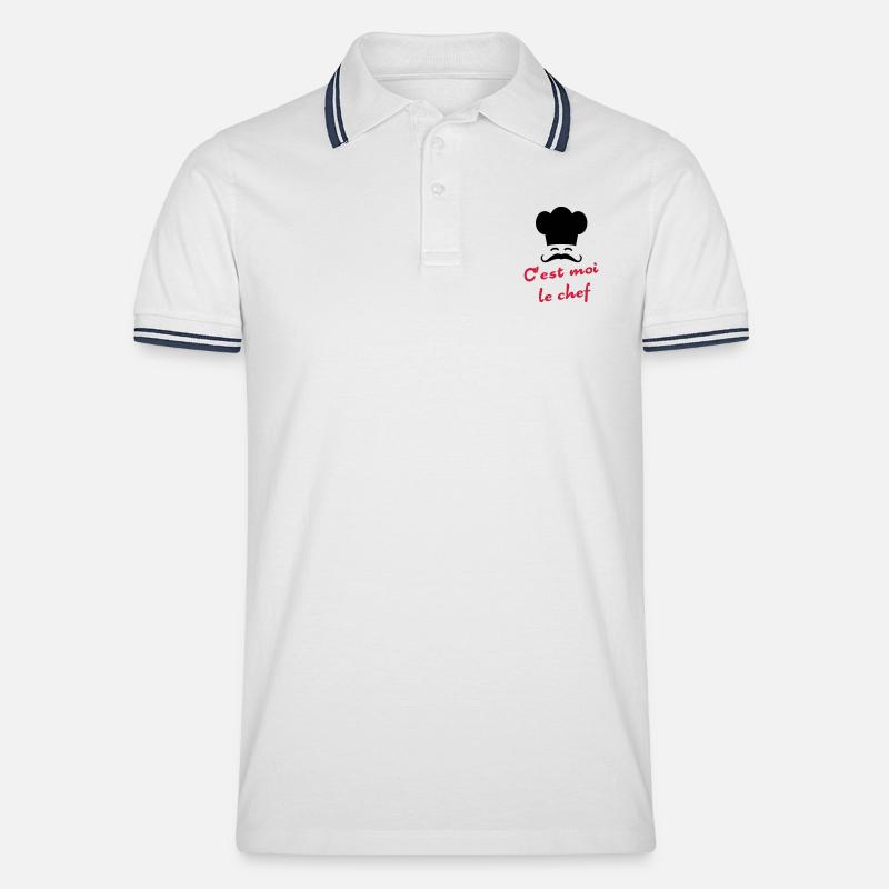 C'est moi le chef - Männer Tipped Poloshirt - Weiß/Navy