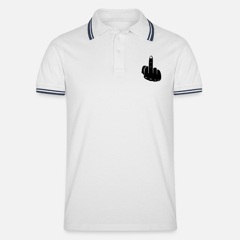 fuck_1 - Männer Tipped Poloshirt - Weiß/Navy