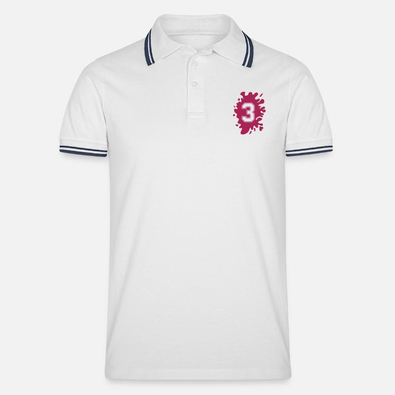 klecks 3 - Männer Tipped Poloshirt - Weiß/Navy
