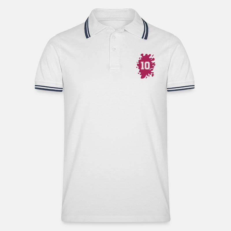 klecks 10 - Männer Tipped Poloshirt - Weiß/Navy