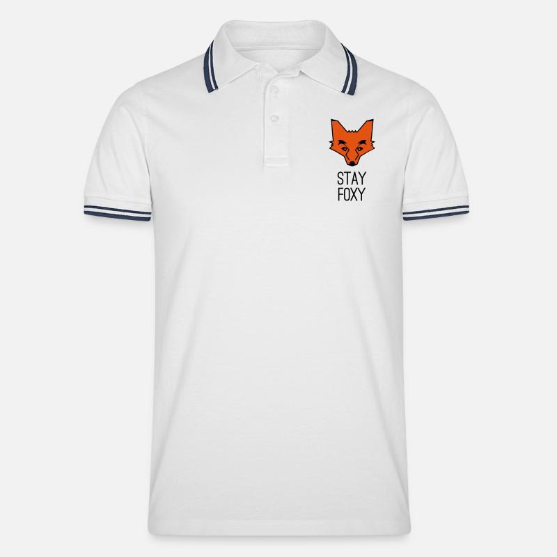 Fuchs stay foxy fox - Männer Tipped Poloshirt - Weiß/Navy