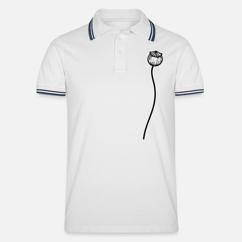 Mohn Blume 2 - Männer Tipped Poloshirt - Weiß/Navy