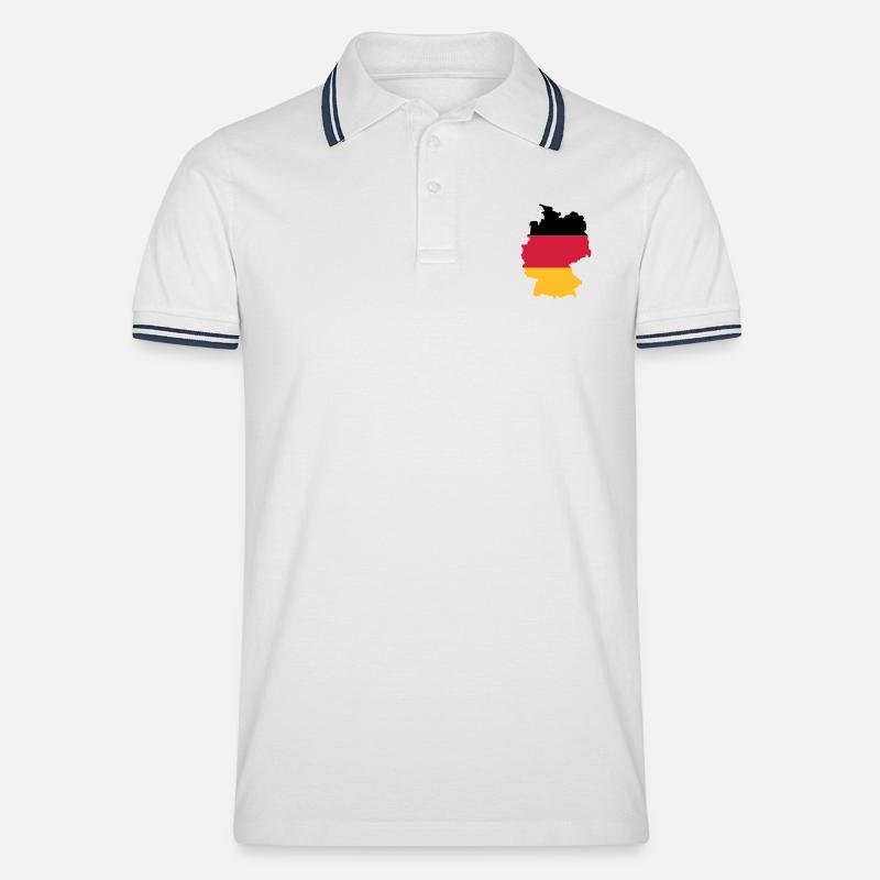 Deutschland - Männer Tipped Poloshirt - Weiß/Navy
