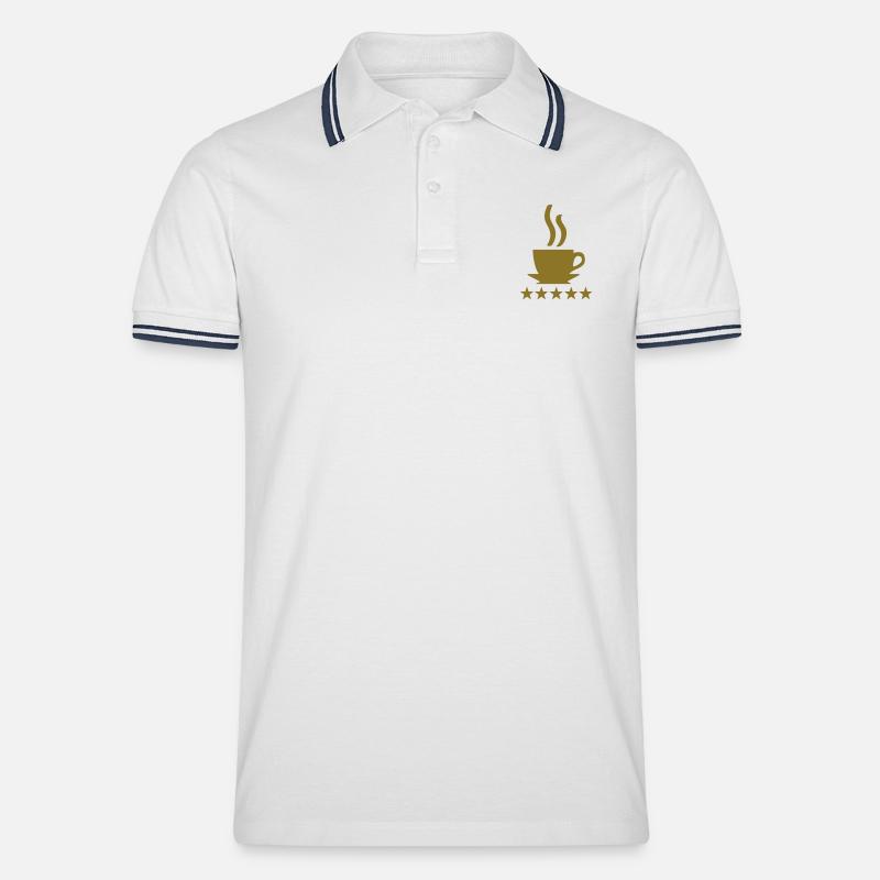 coffee 5 star - Männer Tipped Poloshirt - Weiß/Navy