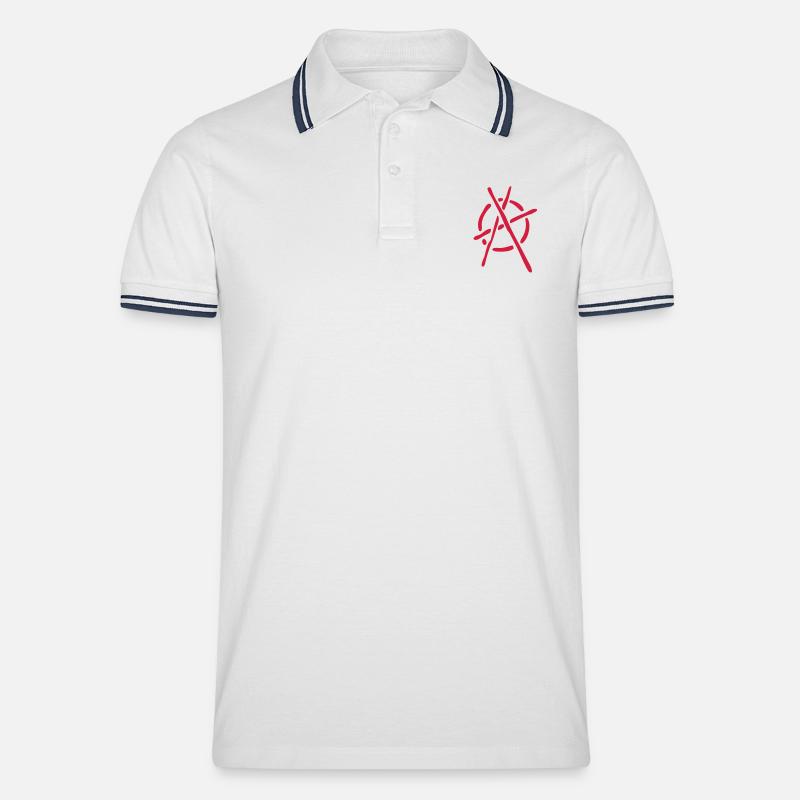 anarchy logo stencil - Männer Tipped Poloshirt - Weiß/Navy