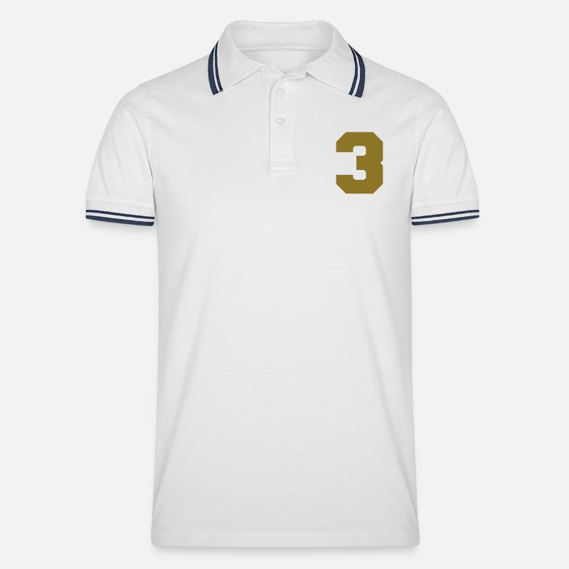 3 - Männer Tipped Poloshirt - Weiß/Navy