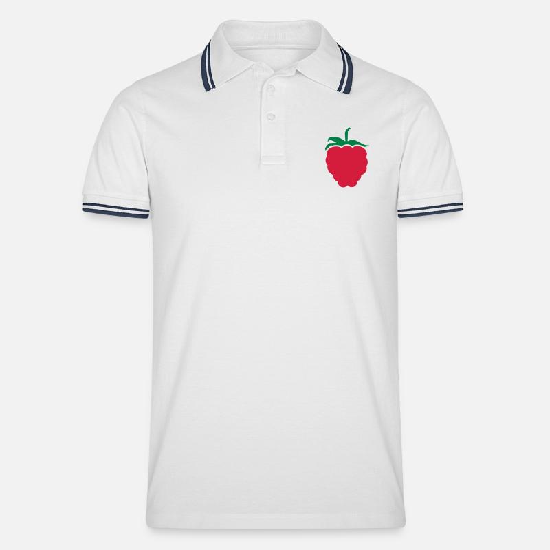 Himbeere - Männer Tipped Poloshirt - Weiß/Navy