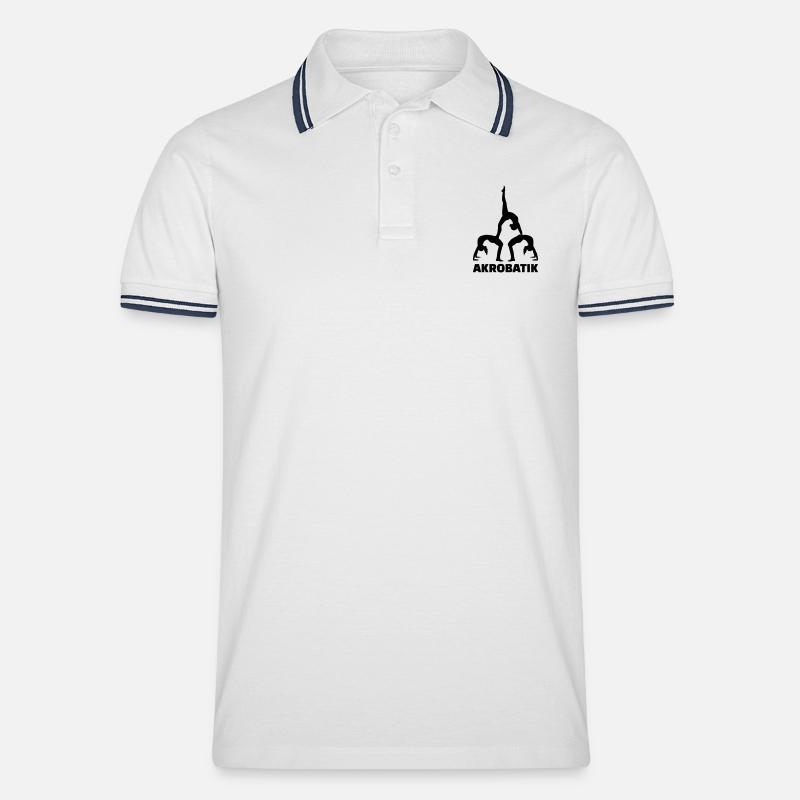 Akrobatik - Männer Tipped Poloshirt - Weiß/Navy