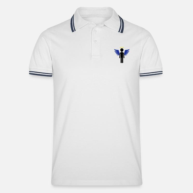 Engel - Tipped poloshirt herre - hvid/marineblå