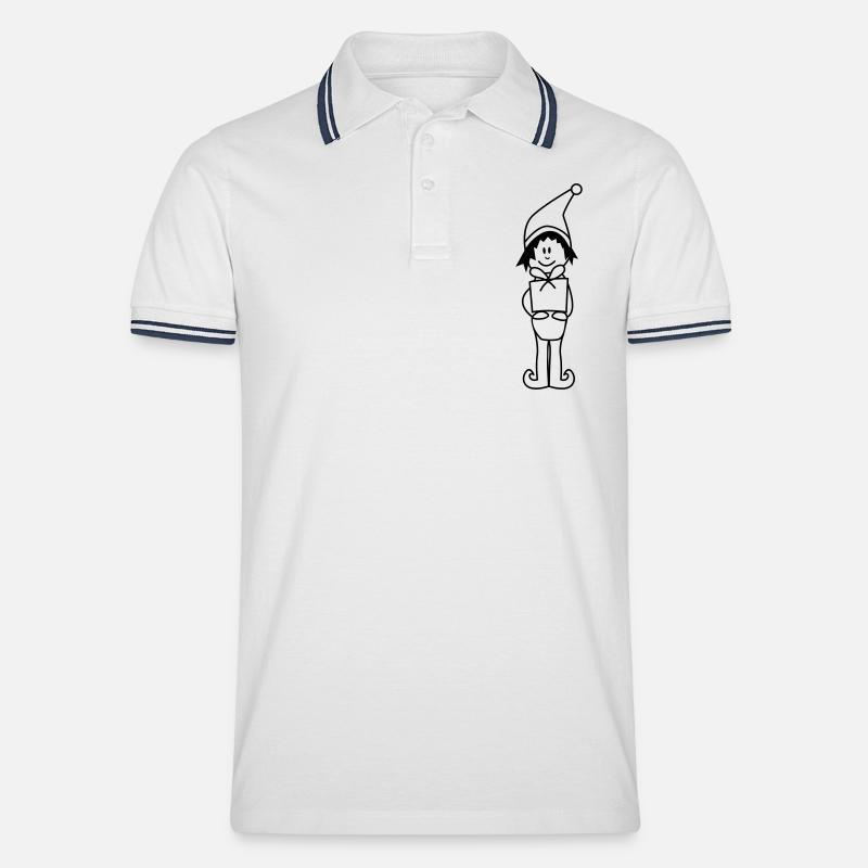 Heinzelmännchen - Weihnachten - Männer Tipped Poloshirt - Weiß/Navy