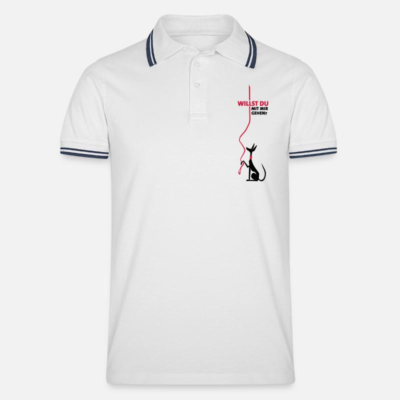 willst du mit mir gehen? - Männer Tipped Poloshirt - Weiß/Navy