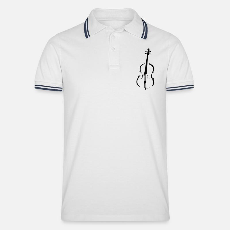 Kontrabass - Männer Tipped Poloshirt - Weiß/Navy