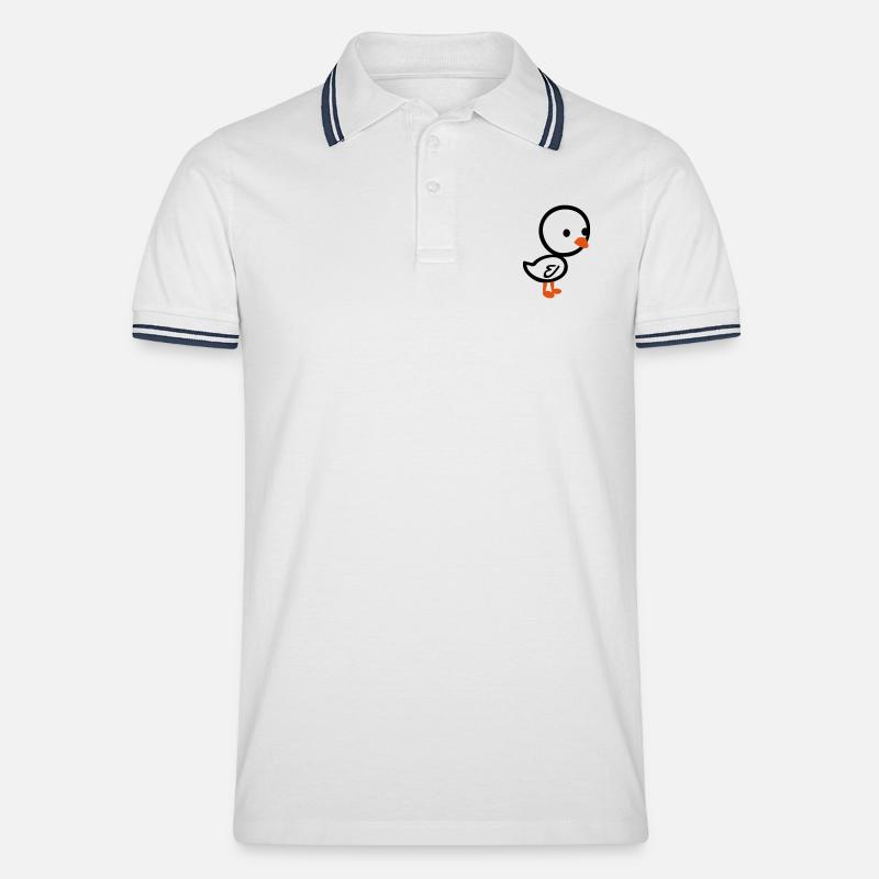 Küken - Vogel - Männer Tipped Poloshirt - Weiß/Navy