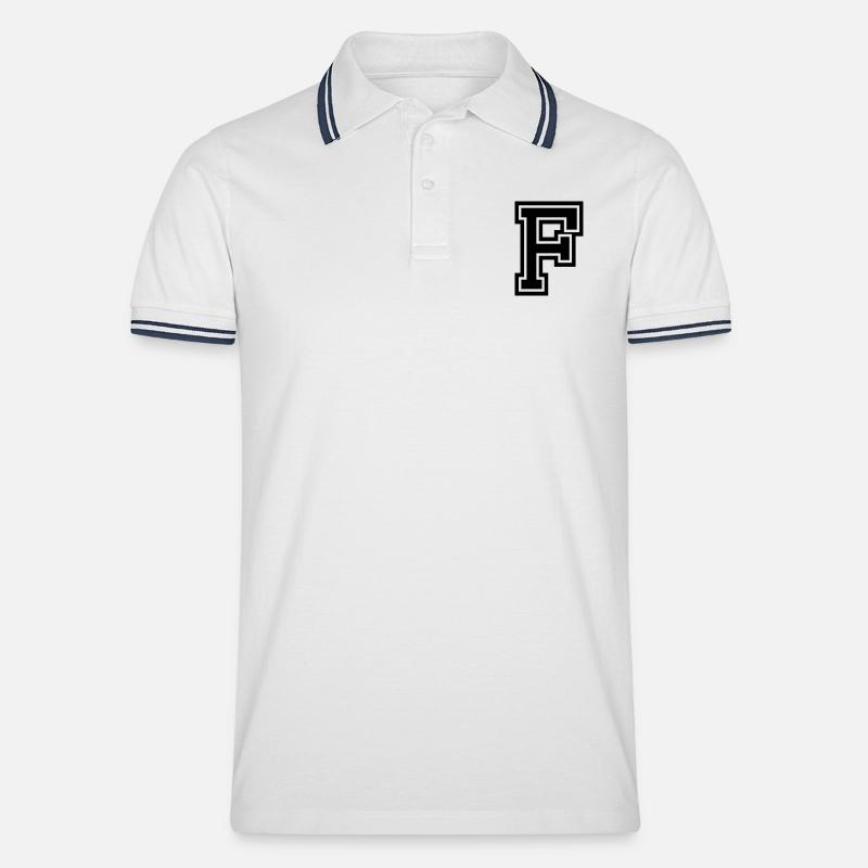 F - Männer Tipped Poloshirt - Weiß/Navy
