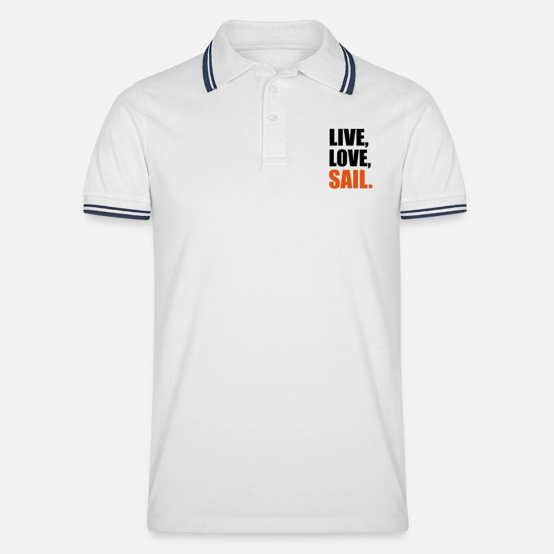segeln - Männer Tipped Poloshirt - Weiß/Navy