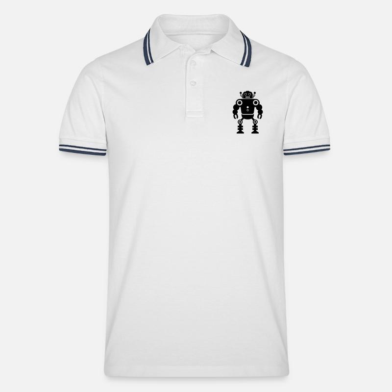 robots - Männer Tipped Poloshirt - Weiß/Navy