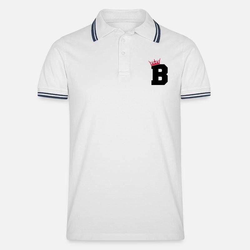 buchstabe_b_king_02 - Männer Tipped Poloshirt - Weiß/Navy