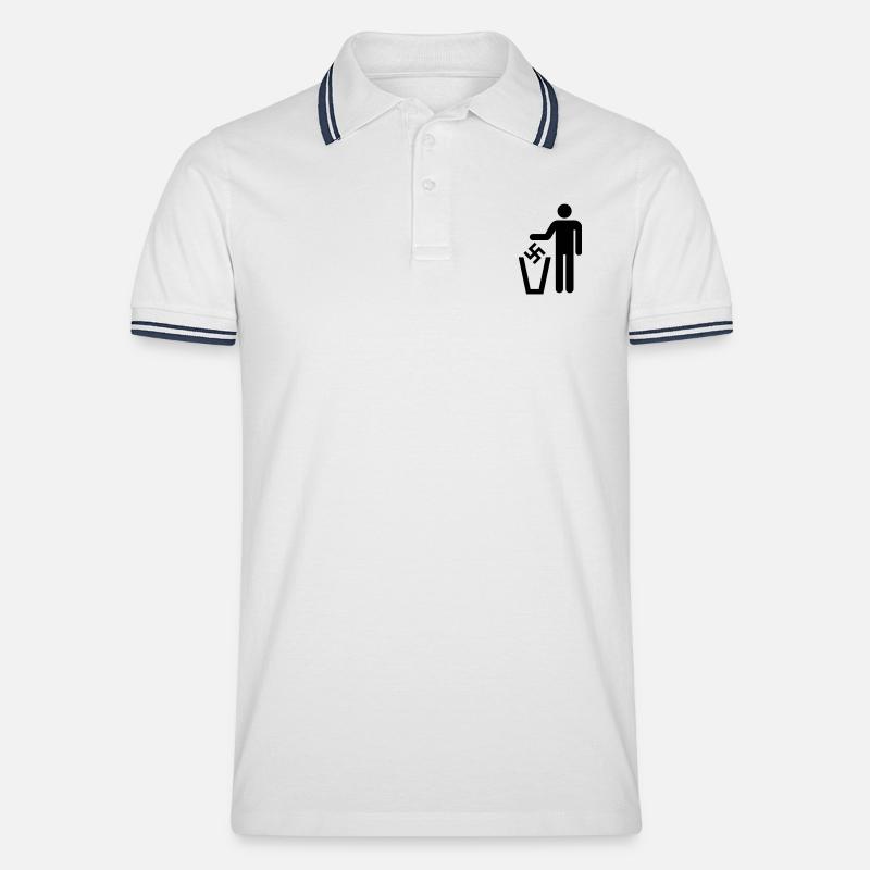 Papierkorb - Männer Tipped Poloshirt - Weiß/Navy