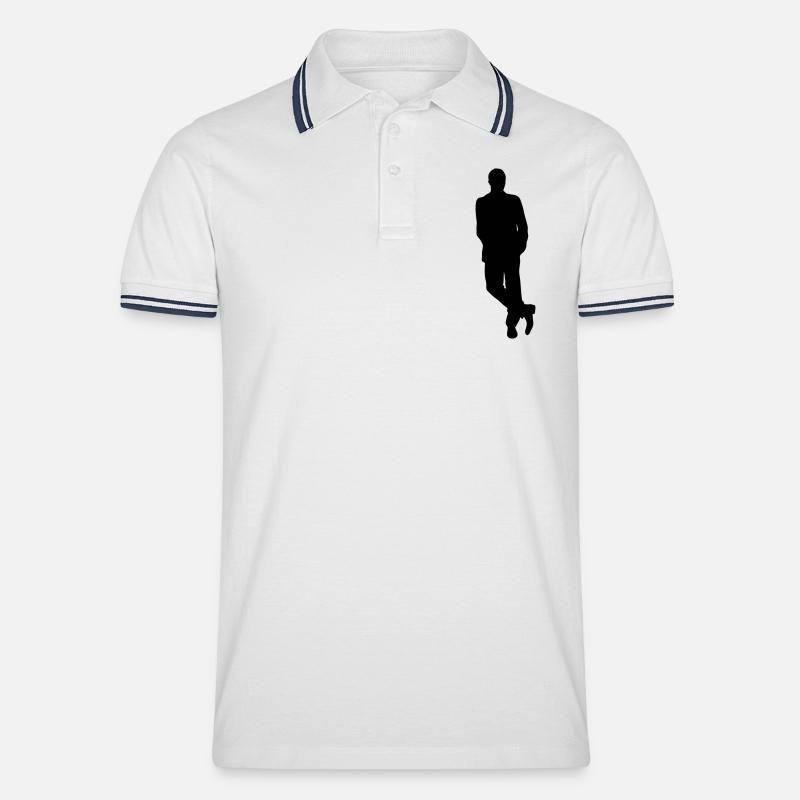 Mann Körper Silhouette Vektor-Design - Männer Tipped Poloshirt - Weiß/Navy