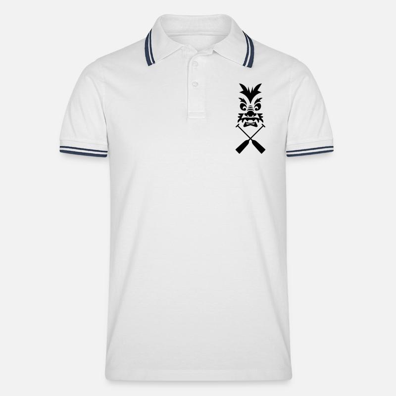 Drachenboot Drache Paddel 1c - Männer Tipped Poloshirt - Weiß/Navy