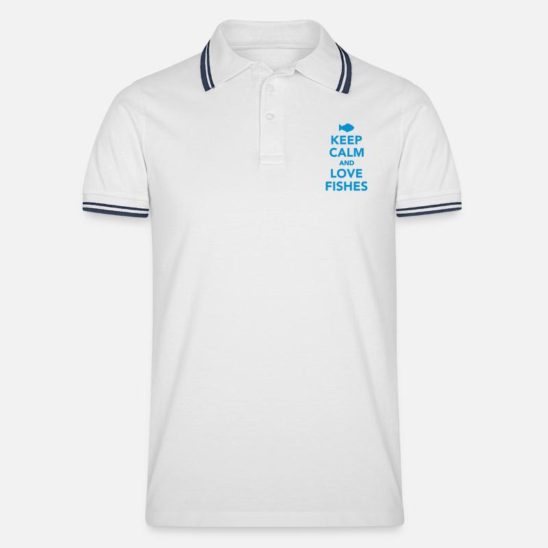 Fisch - Männer Tipped Poloshirt - Weiß/Navy