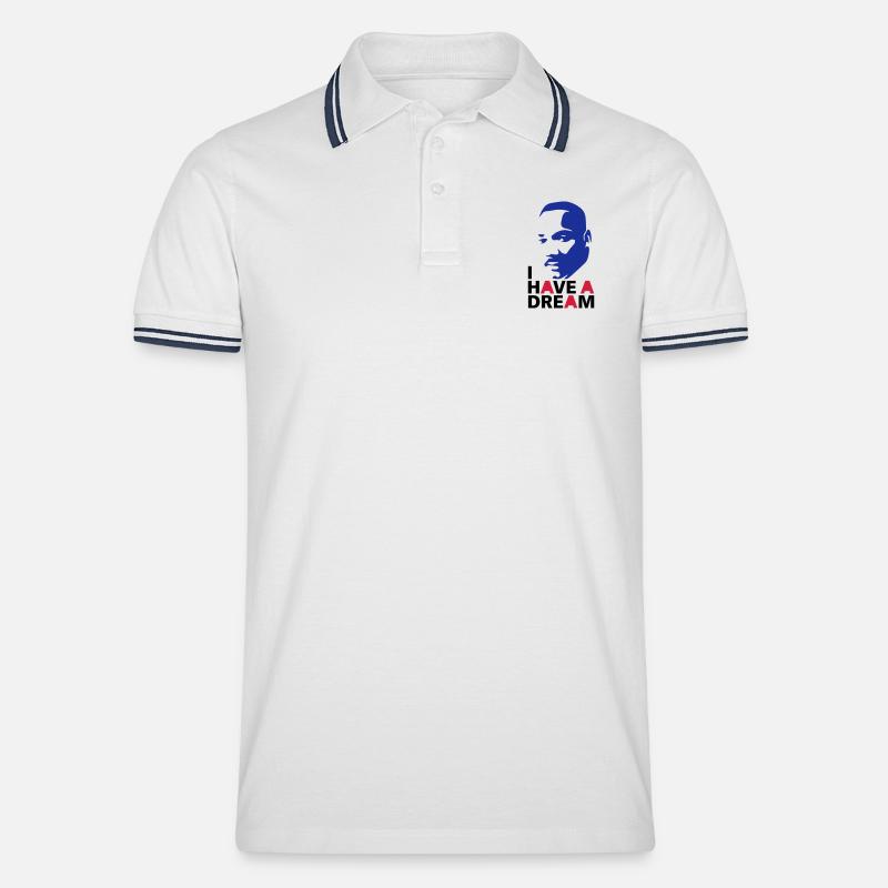 MARTIN LUTHER KING - Männer Tipped Poloshirt - Weiß/Navy