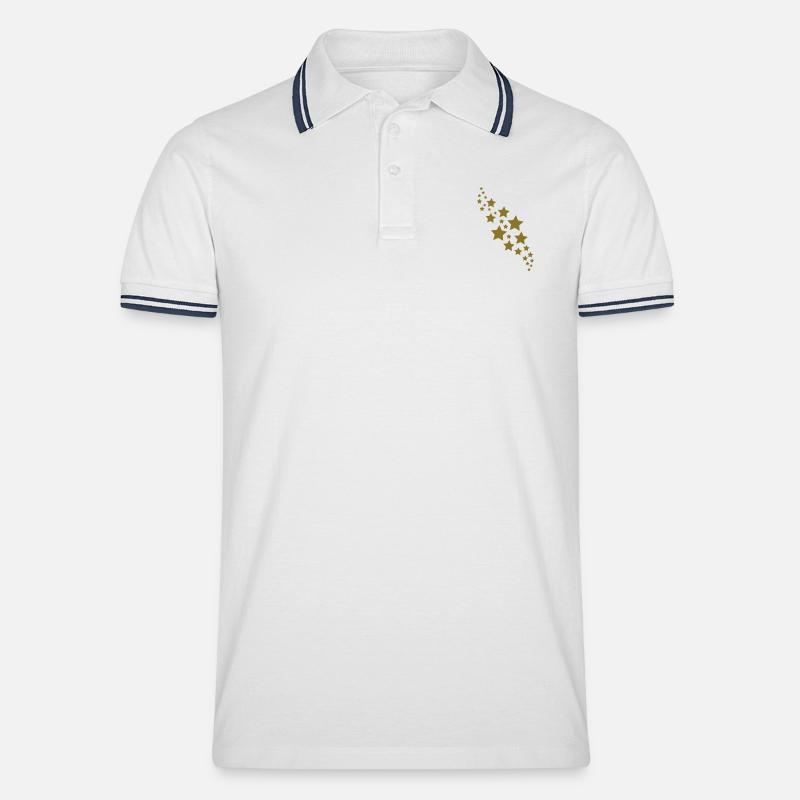 Sterne - Männer Tipped Poloshirt - Weiß/Navy