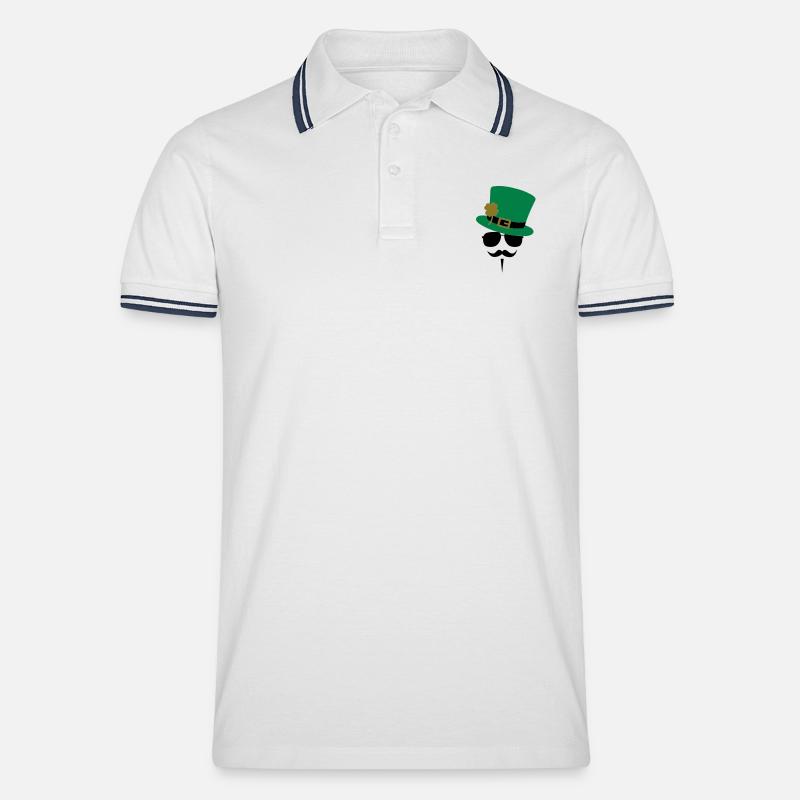 Go Green Moustache - Männer Tipped Poloshirt - Weiß/Navy