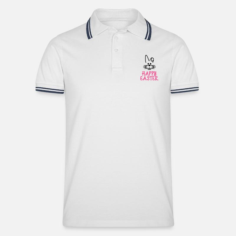 Happy Easter Ostern - Männer Tipped Poloshirt - Weiß/Navy