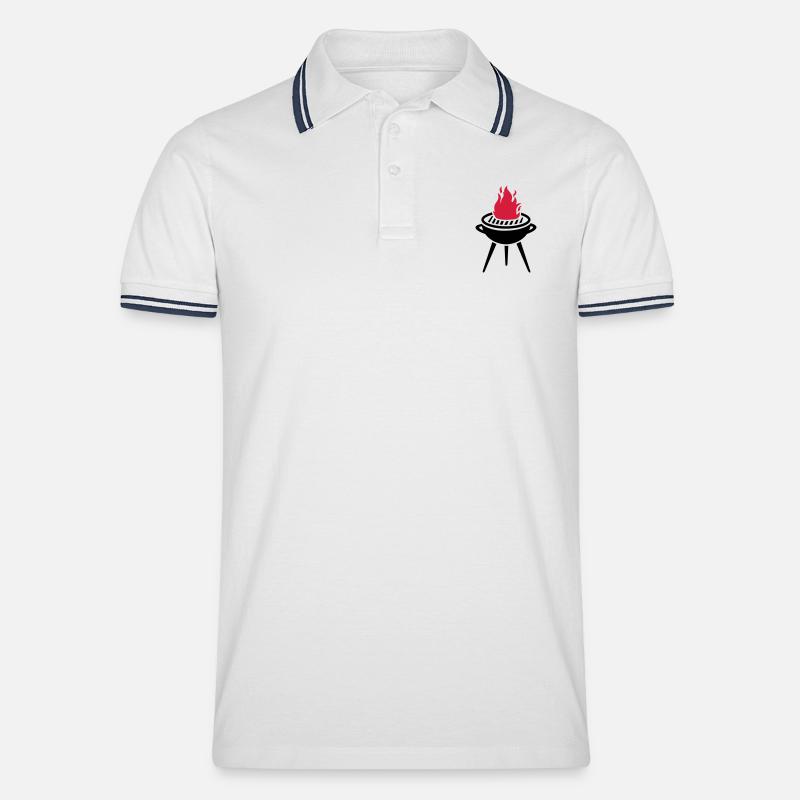 Grill - Männer Tipped Poloshirt - Weiß/Navy