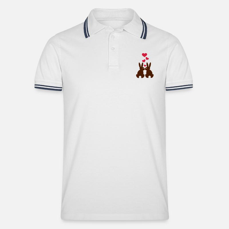 Hase - Männer Tipped Poloshirt - Weiß/Navy