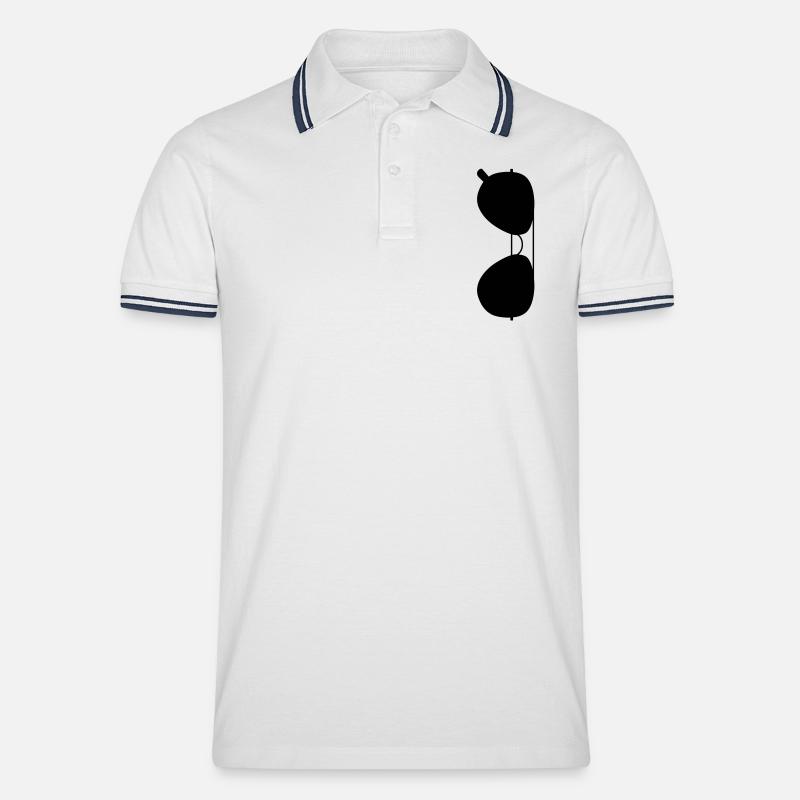 Sonnenbrille - Männer Tipped Poloshirt - Weiß/Navy