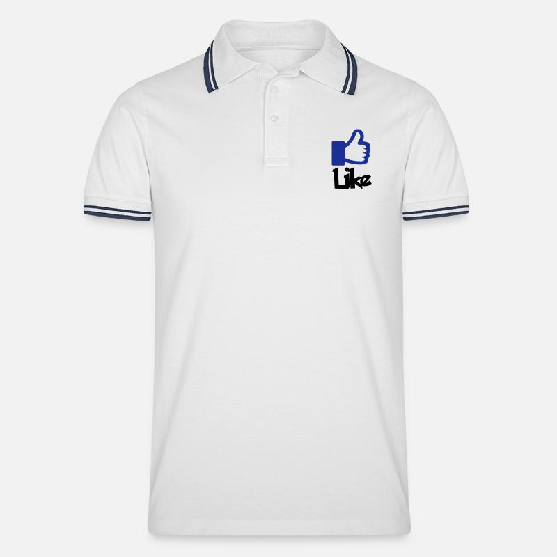 Like - Männer Tipped Poloshirt - Weiß/Navy