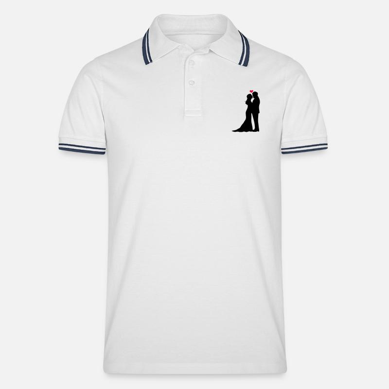 Brautpaar - Männer Tipped Poloshirt - Weiß/Navy