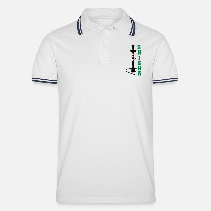 shisha - Männer Tipped Poloshirt - Weiß/Navy