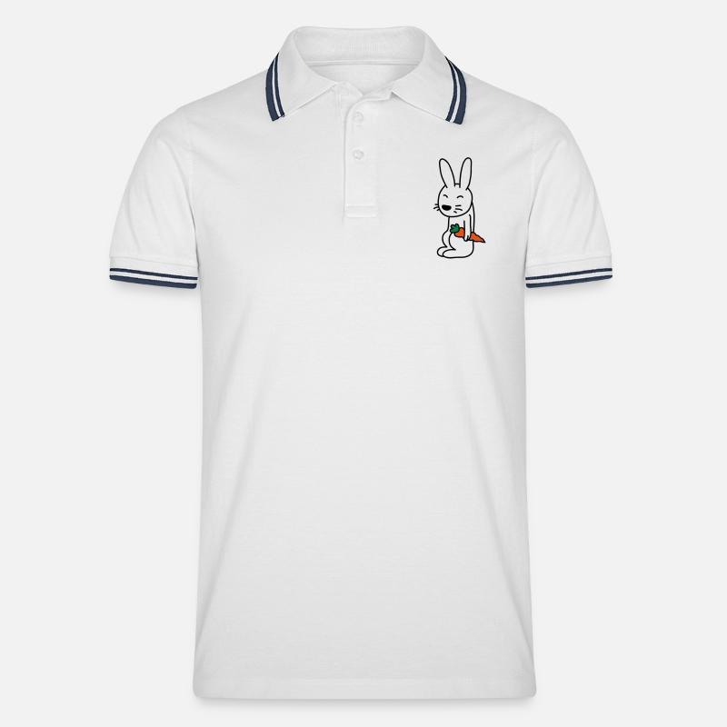 bunny_with_carrot - Männer Tipped Poloshirt - Weiß/Navy