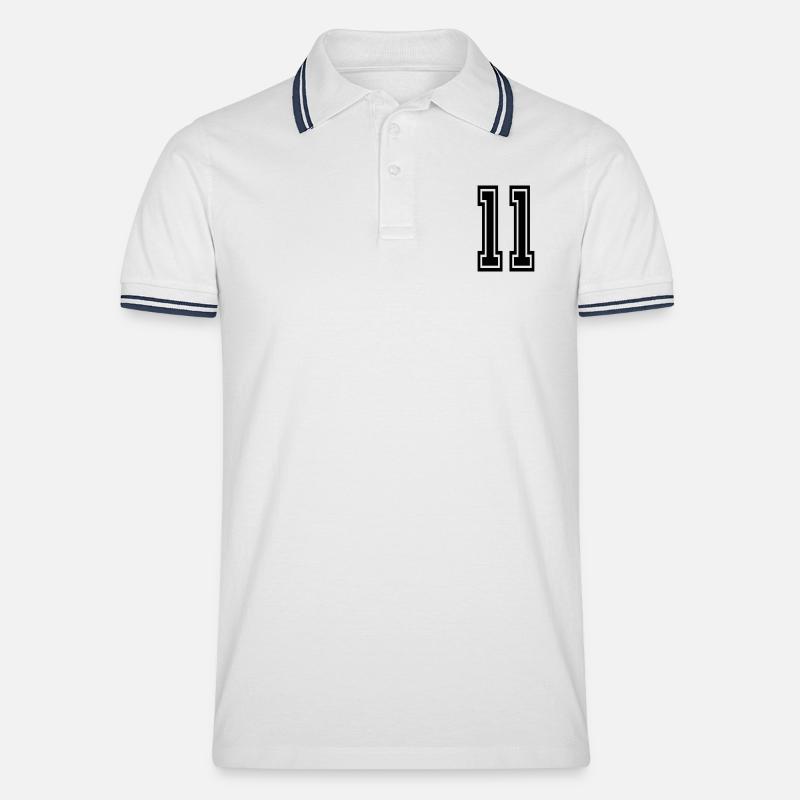 11 - Männer Tipped Poloshirt - Weiß/Navy
