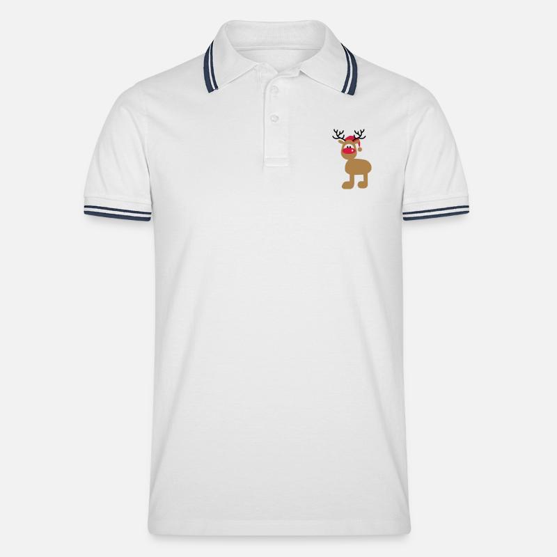 Weihnachten - Männer Tipped Poloshirt - Weiß/Navy