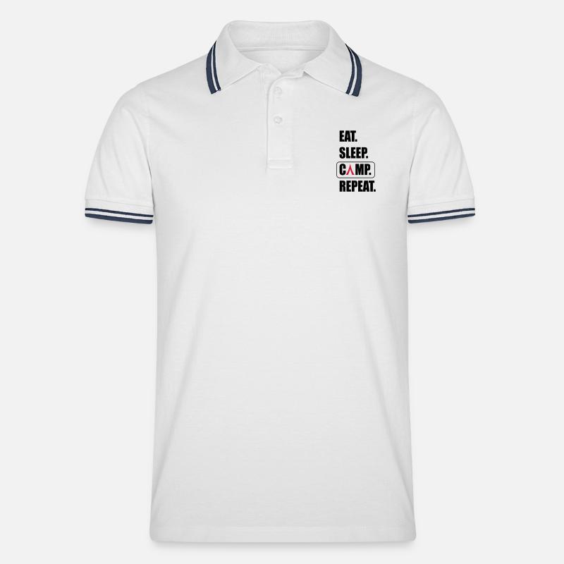 Camping - Männer Tipped Poloshirt - Weiß/Navy