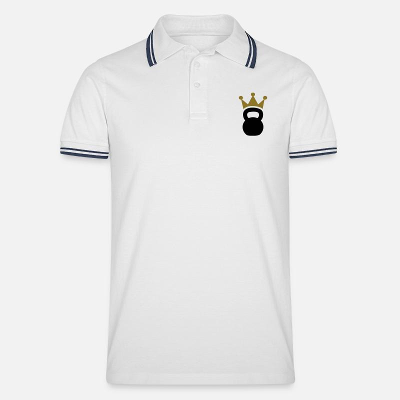 Kettlebell - Männer Tipped Poloshirt - Weiß/Navy