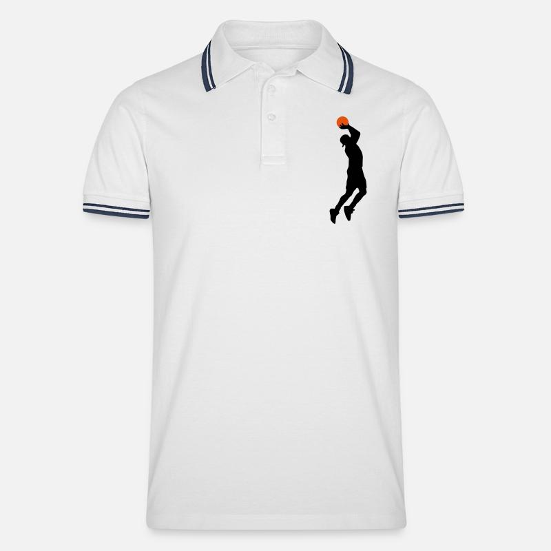 basketballer_2c - Männer Tipped Poloshirt - Weiß/Navy