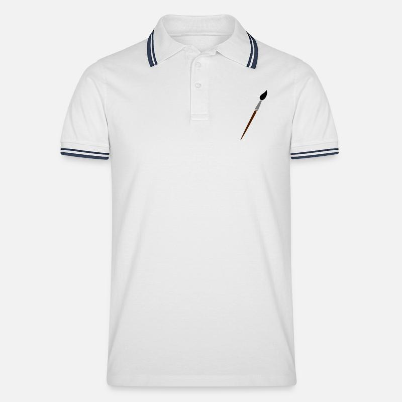 Pinsel - Männer Tipped Poloshirt - Weiß/Navy