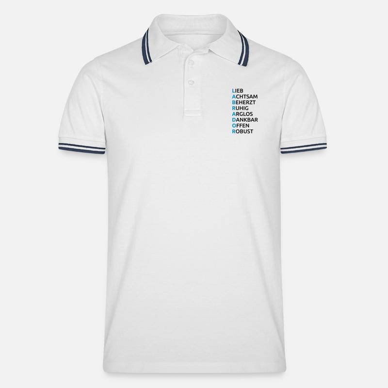 Labrador Eigenschaften Spruch - Männer Tipped Poloshirt - Weiß/Navy