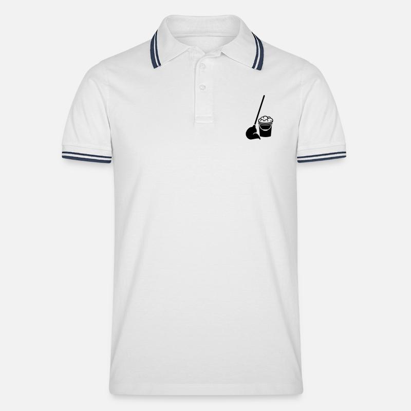 Eimer - Männer Tipped Poloshirt - Weiß/Navy