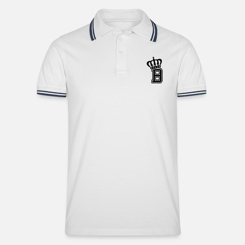 Buchstabe B - Männer Tipped Poloshirt - Weiß/Navy