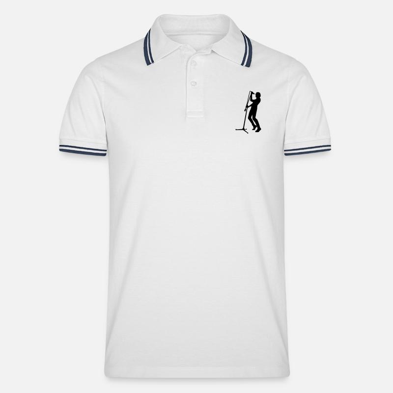 Sänger - Männer Tipped Poloshirt - Weiß/Navy