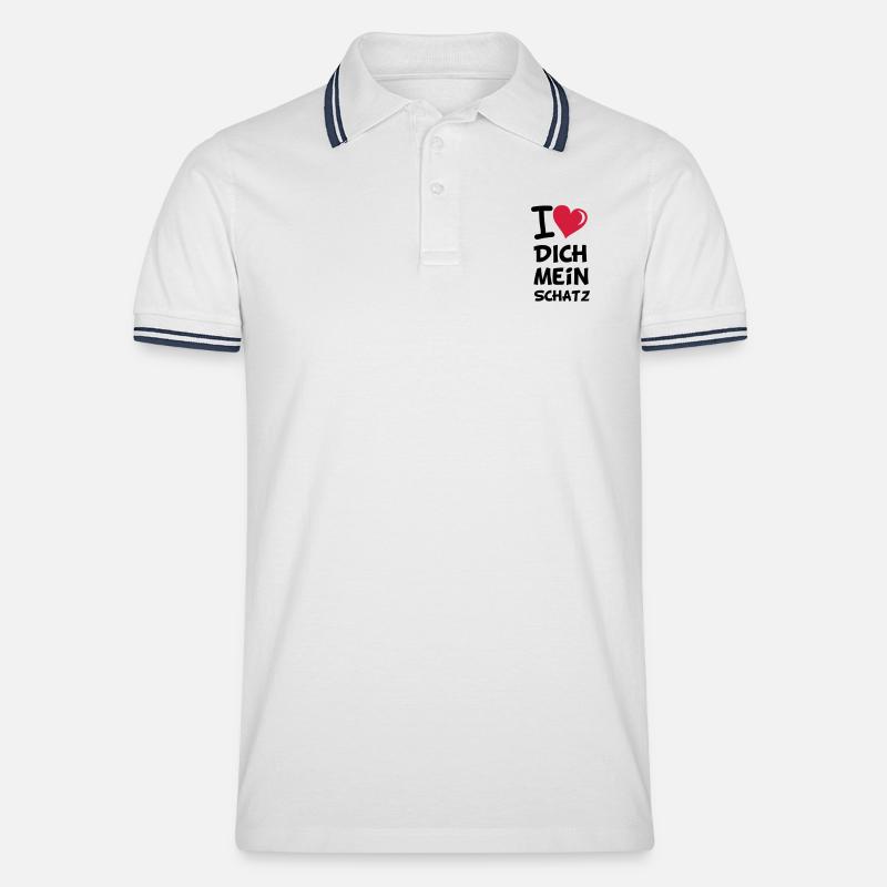 liebe_mein_schatz - Männer Tipped Poloshirt - Weiß/Navy