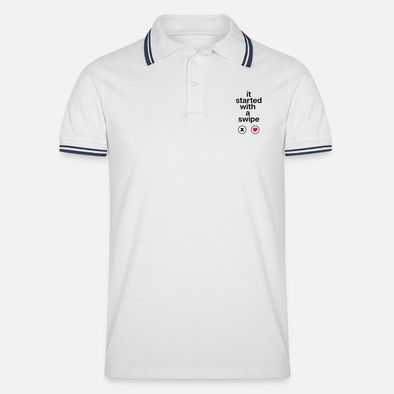 it started with a swipe - Männer Tipped Poloshirt - Weiß/Navy