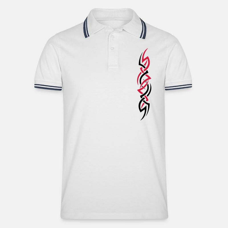 tribal02 - Männer Tipped Poloshirt - Weiß/Navy