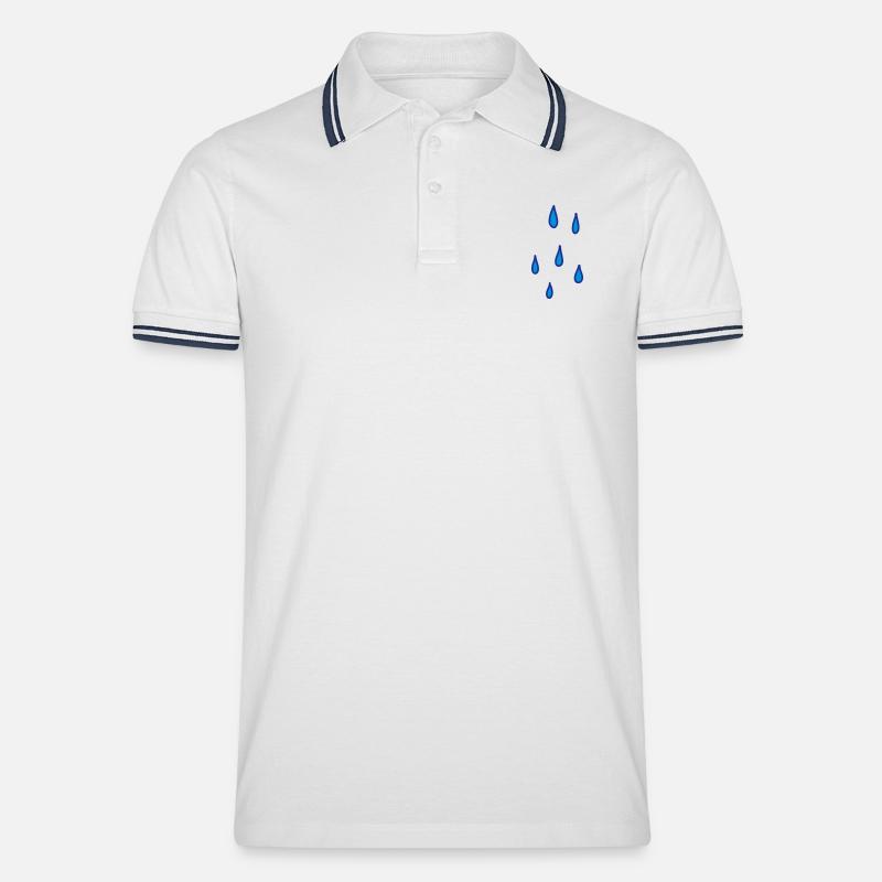 Regentropfen - Männer Tipped Poloshirt - Weiß/Navy